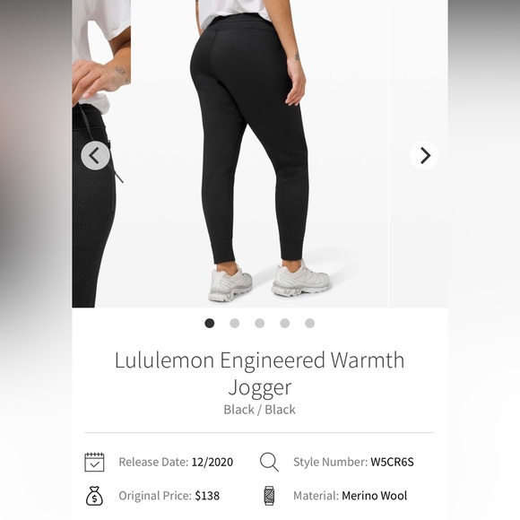 NWT Lululemon Engineered Warmth Joggers Black Color Size 6 Merino Wool Blend - Picture 7 of 12